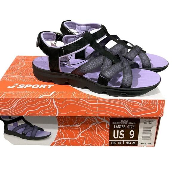 JSport by Jambu Shoes - Jsport by Jambu Women's Sandals Strap Black Purple Size 9 NIB